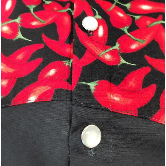 New Vintage Western Red Chilies Shirt Button Up Y2K Gift Rockabilly Bowl 4XL - Picture 4 of 8